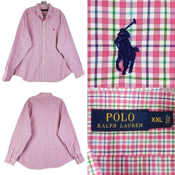 Polo Ralph Lauren Other - Polo Ralph Lauren Shirt Oxford Button Down Mens Size XXL Plaid Pink Long Sleeve